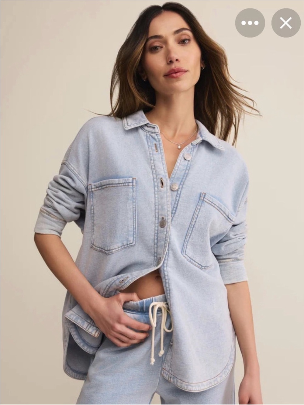 NWT 2pc Z Supply All Day Knit Denim Jacket & Hunter knit denim pants Sz Lg